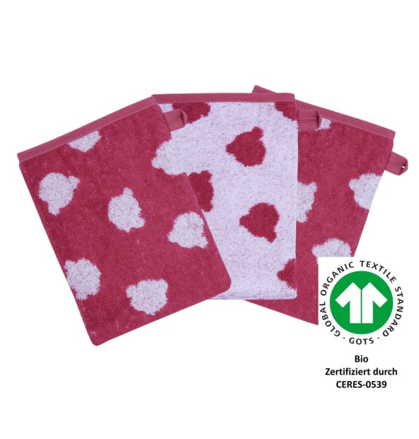 Jac. Teddy rot Waschhandschuh 3er Set 15 x 21 cm