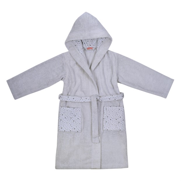 Sterne hellgrau Kinder-Bademantel Gr��e 92-140