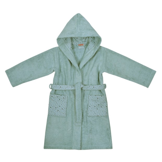 Sterne eisblau Kinder-Bademantel Gr��e 86-128