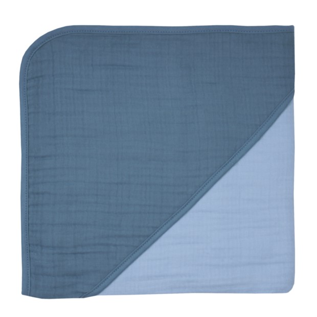 Musselin Uni stahl-dunkelblau Kapuzen-Bt. 100x100 