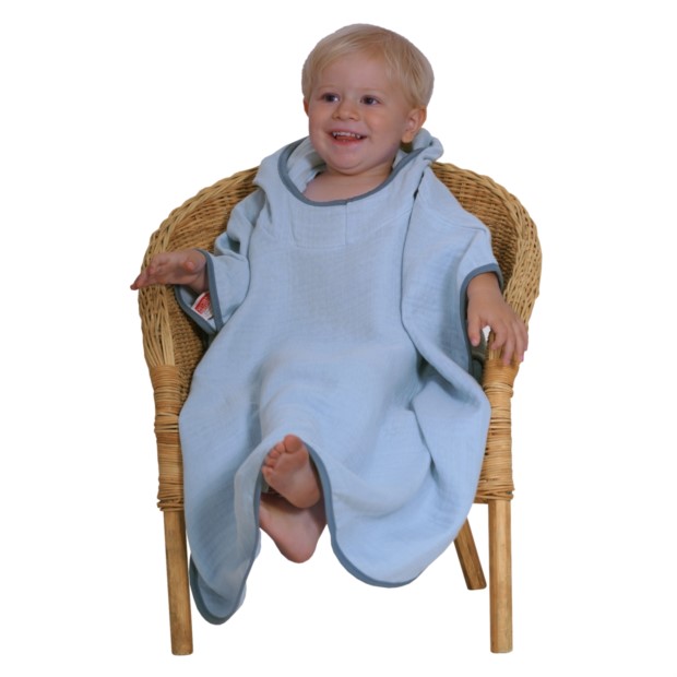 Musselin Uni stahl-dunkelblau Bade-Poncho 60x75 cm