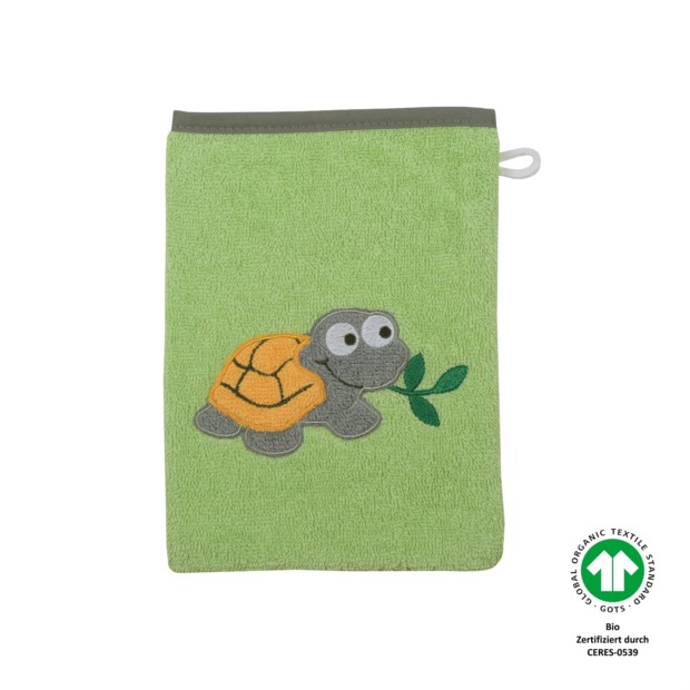 Schildkr�te opalgr�n Waschhandschuh Gr��e 15/21
