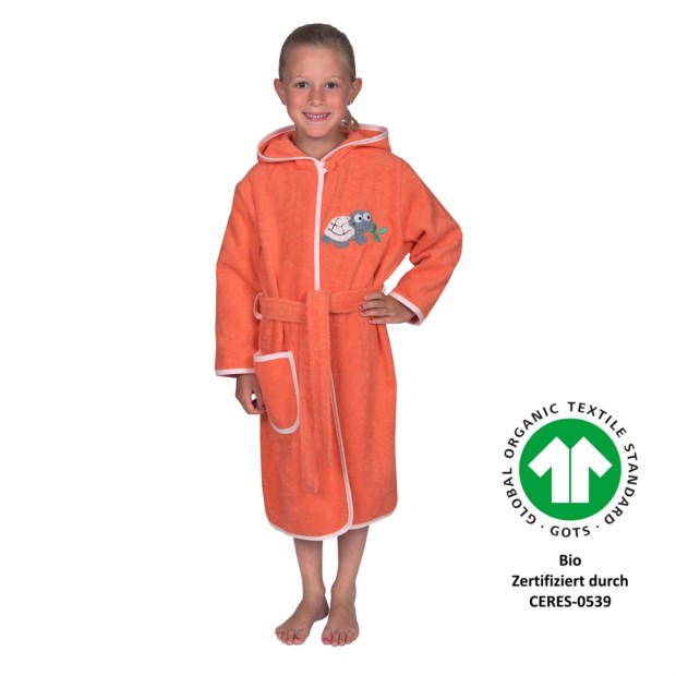 Schildkr�te lachs Kinder-Bademantel 74/80-86/92