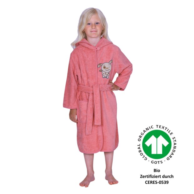 Hund koralle Kinder-Bademantel 74/80-86/92