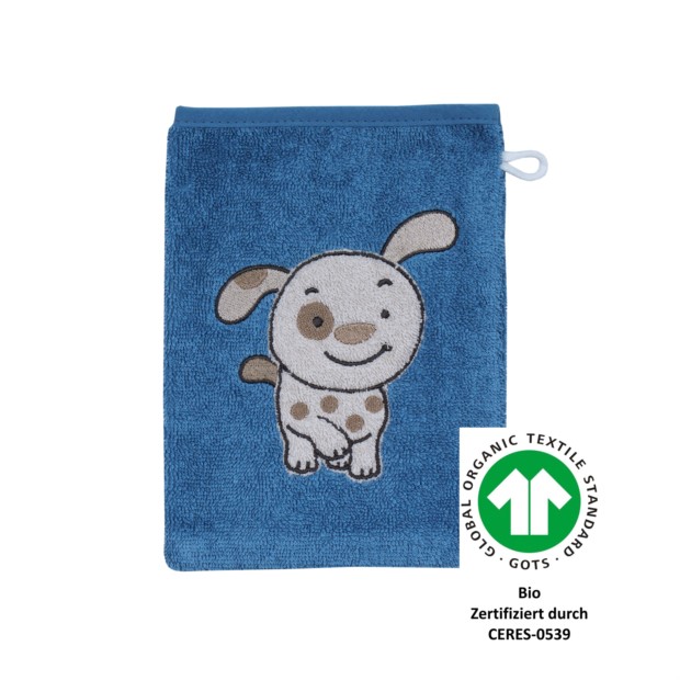 Hund rauchblau Waschhandschuh Gr��e 15/21