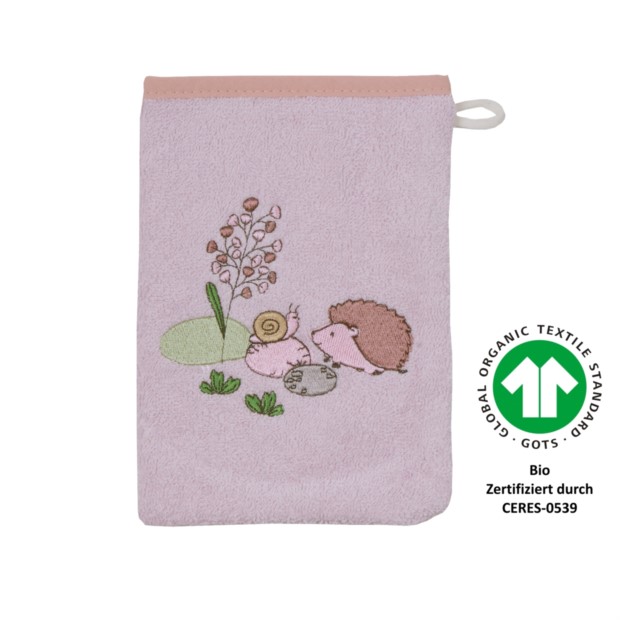 Igel Schnecke rosa Waschhandschuh Gr��e 15x21 cm