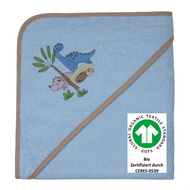 Dinos bleu Kapuzen-Bt. Gr��e 100x100 cm