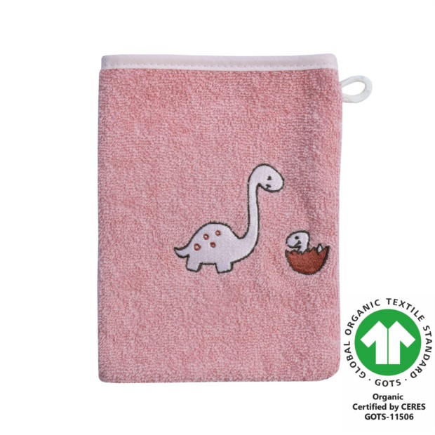 Dinofamilie rosa Waschhandschuh Gr��e 15x21 cm