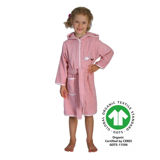 Dinofamilie rosa Kinder-Bademantel 74/80-110/116