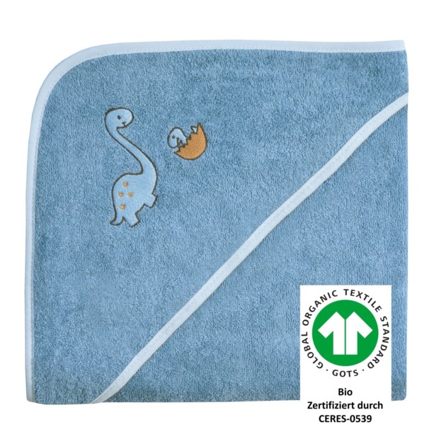 Dinofamilie stahlblau Kapuzen-Bt. Gr��e 100x100 cm