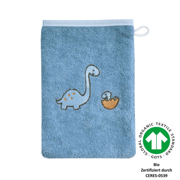Dinofamilie stahlblau Waschhandschuh Gr��e 15x21 c