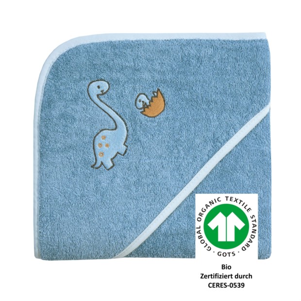 Dinofamilie stahlblau Kapuzen-Bt. Gr��e 80x80 cm