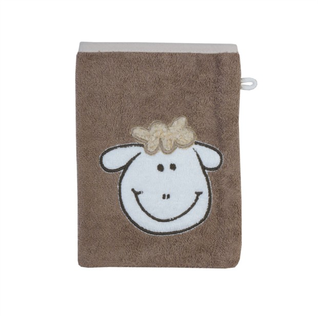 Schaf hellbraun Waschhandschuh 