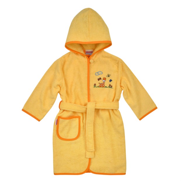 Giraffe gelb Kinder-Bademantel Gr. 74/80