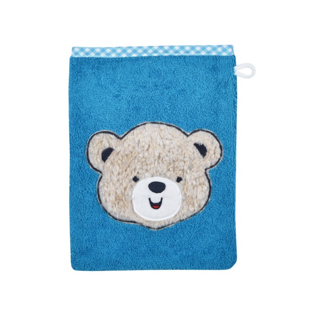 Teddykopf petrol Waschhandschuh Gr��e 15x21 cm