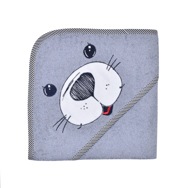 Seehund grau Kapuzen-Bt. Gr��e 80x80 cm