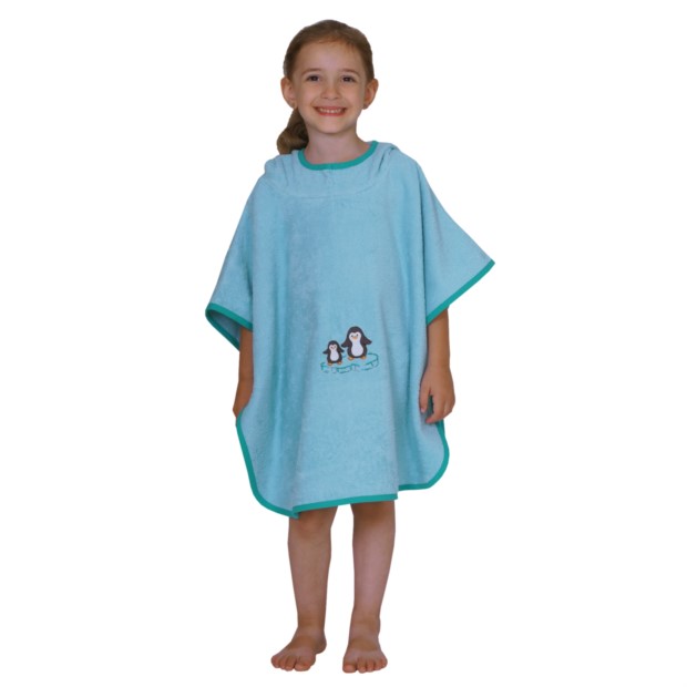 Pinguine eisblau Bade-Poncho Gr��e 60x75 cm