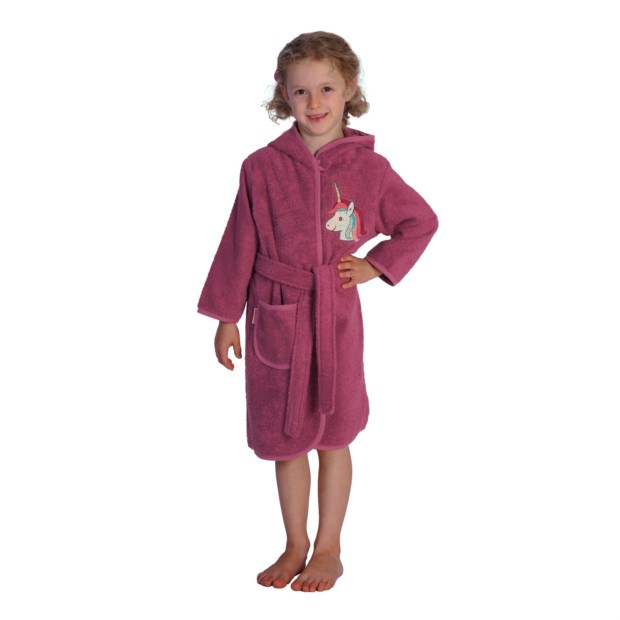 Einhorn light mauve Kinder-Bademantel 74/80-110/11