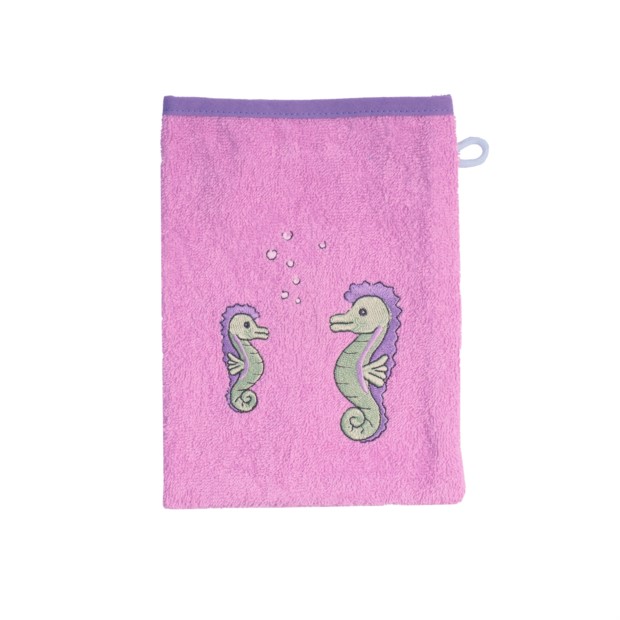 Seepferdchen hellflieder Waschhandschuh Gr. 15x20 