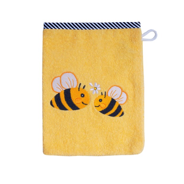 Bienen gelb Waschhandschuh Gr��e 15x21 cm