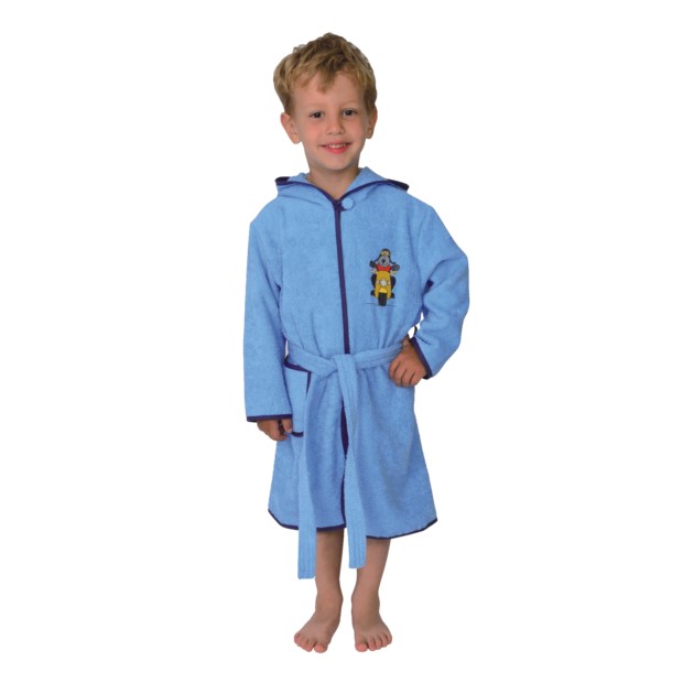 Bikerb�r hellblau Kinder-Bademantel Gr. 74/80