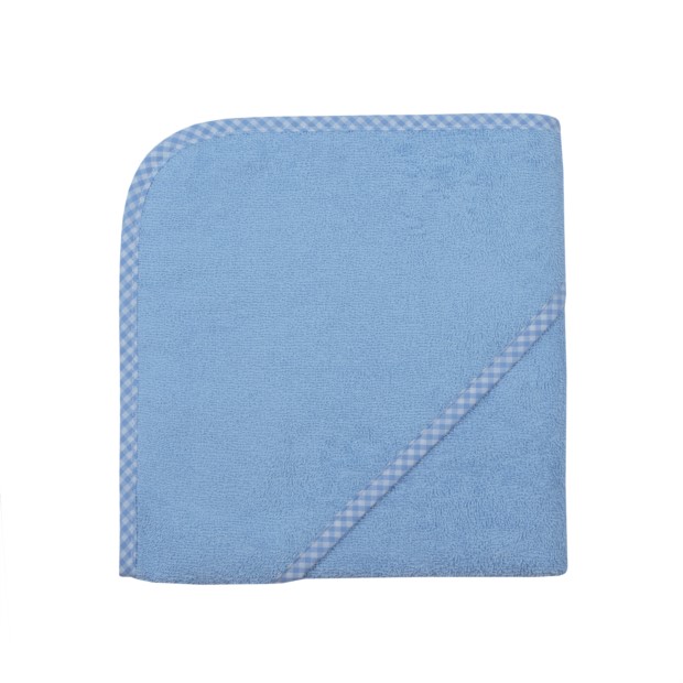 bleu-Vichykaro Kapuzen-Badetuch 80 x 80 cm