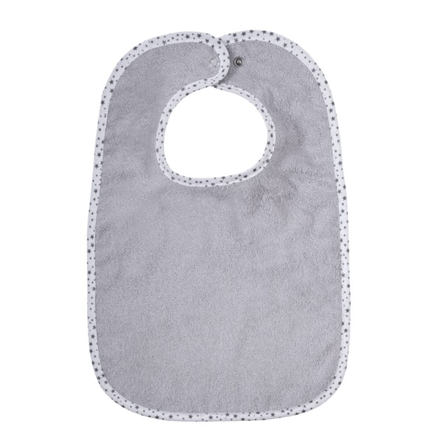 Un hellgrau Riesen-Latz mit Druckknopf Gr 30/45