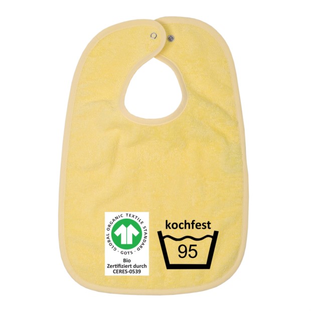 GOTS kochfest gelb Riesen-Latz m. Druckknopf 30x45