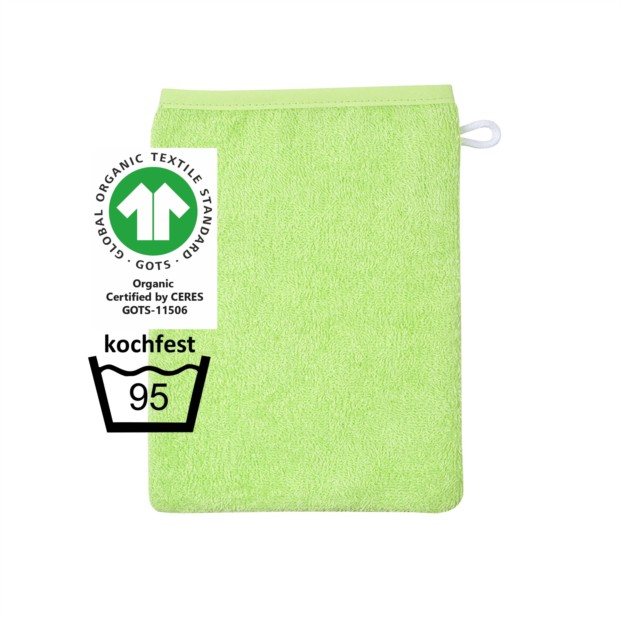 .GOTS kochfest gr�n Waschhandschuh Gr��e 15/21