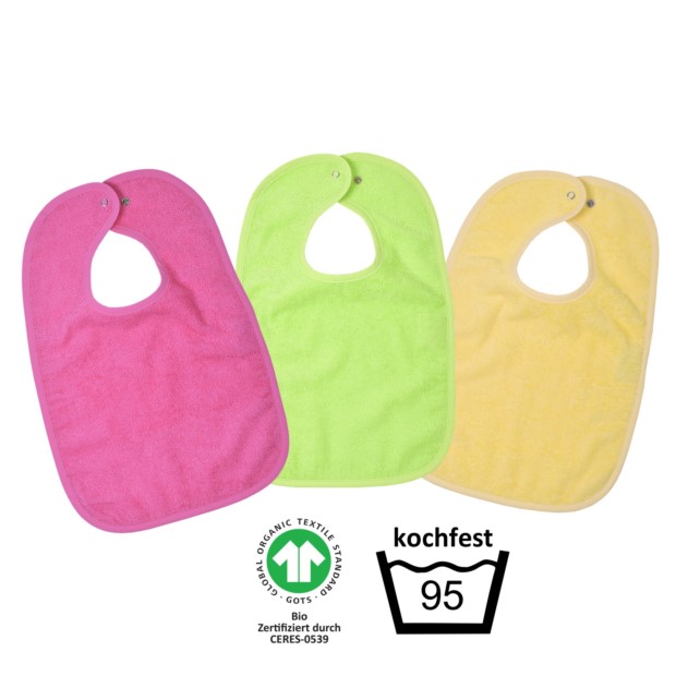 GOTS kochfest pink Druckknopflatz 3er Pack 30x45 c