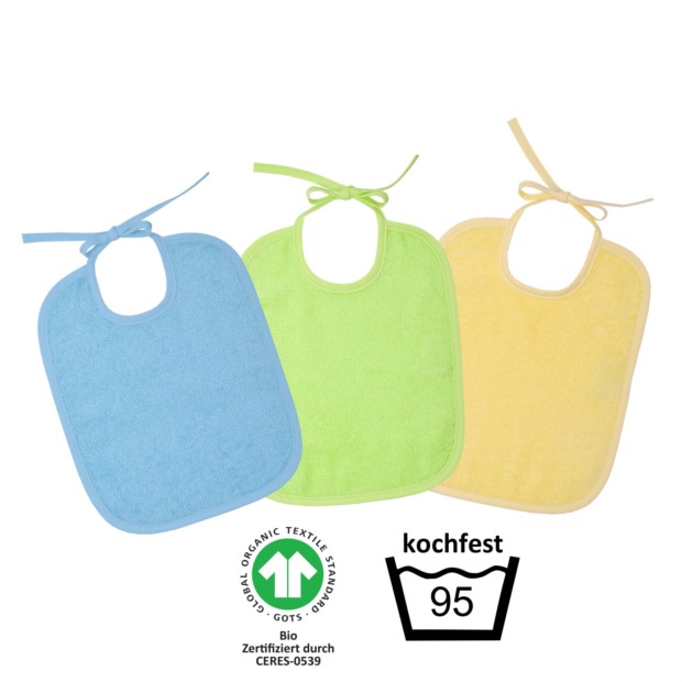 GOTS kochfest blau Bindelatz 3er Pack 25x30 cm