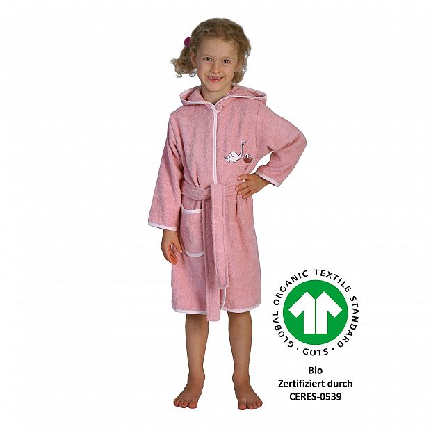 Dinofamilie rosa Kinder-Bademantel 74/80-110/116