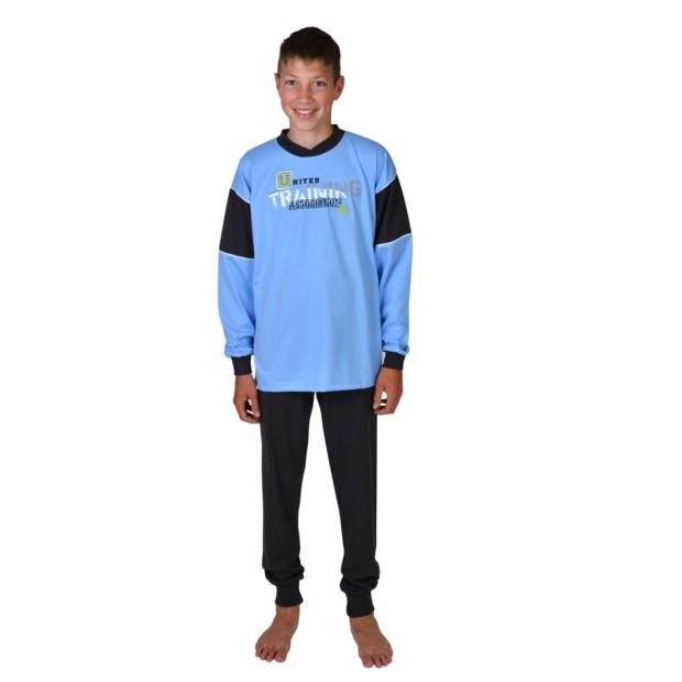 Kn. Single Schlafanzug United blau Gr��e 116-152