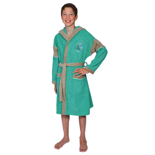 Kn. Bademantel Off Road gr�n Gr��e 128-176