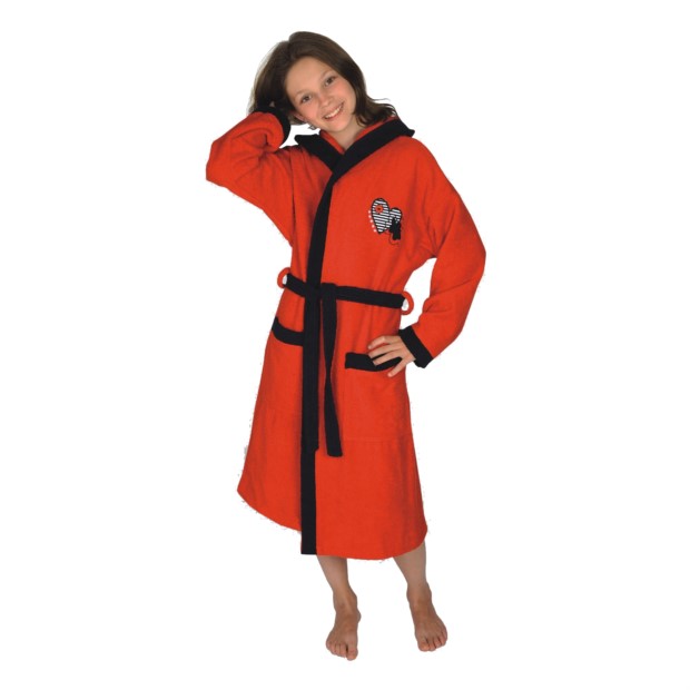 M�dchen-Bademantel Herz bordeaux Gr��e 128