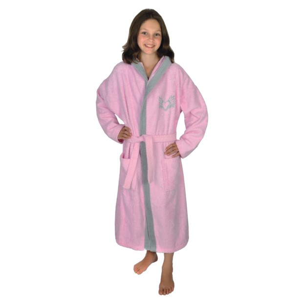 M�dchen-Bademantel Herz ros� Gr��e 116-140