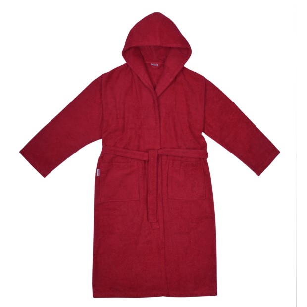 Da/He. Bademantel Kapuze weinrot Gr��e XS-XL