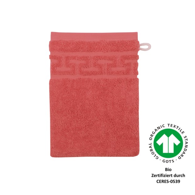 Jacquard M GOTS blutorange Waschhandschuh Gr��e 17