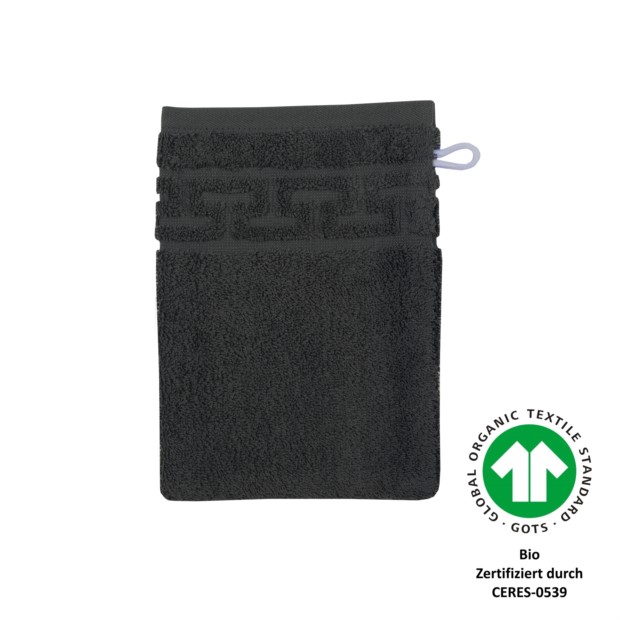 Jacquard M GOTS graphit Waschhandschuh Gr��e 17x22