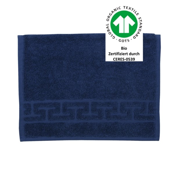 Jacquard M GOTS nachtblau G�stetuch 30x50 cm