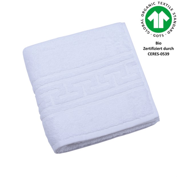 Jacquard M GOTS weiss Handtuch 50x100 cm