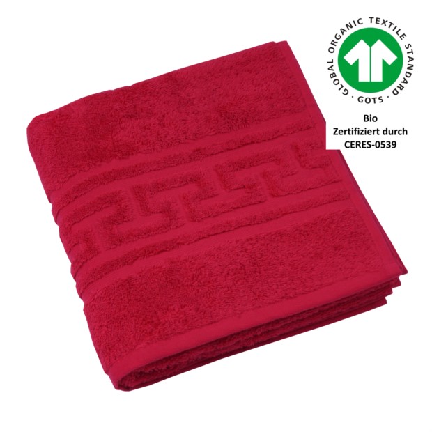 Jacquard M GOTS weinrot Handtuch 50x100 cm