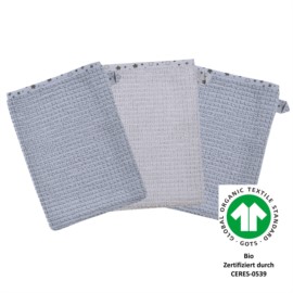 At home grau Waschhandschuh 3er Set 15 x 21 cm