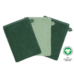 At home gr�n Waschhandschuh 3er Set 15 x 21 cm