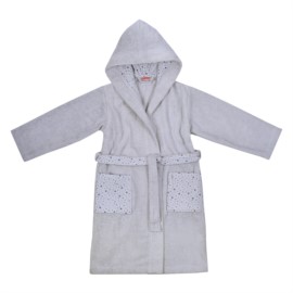 Sterne hellgrau Kinder-Bademantel Gr��e 92-140
