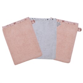 Lamas rosa/grau Waschhandschuh 3er Set 15 x 21 cm