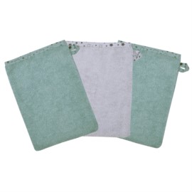 Sterne eisblau-hellgrau Waschhandschuh 3er Set 