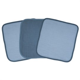 Musselin Uni stahl-dunkelblau Seiftuch 3er Set 30x