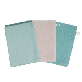 Waschhandschuh 3er Pack mint/greige 