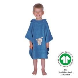 Hund rauchblau Bade-Poncho Gr��e 60/75